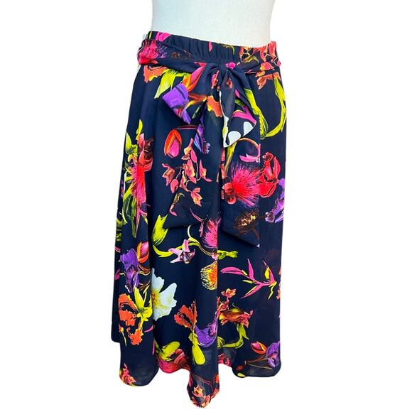 Mix nouveau floral print midi skirt professional spring fit and flare dressy - Picture 2 of 7